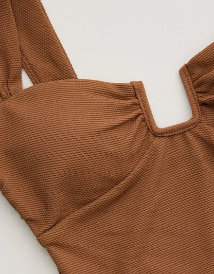 Aerie Pique Bandeau Full Coverage One Piece Swimsuit