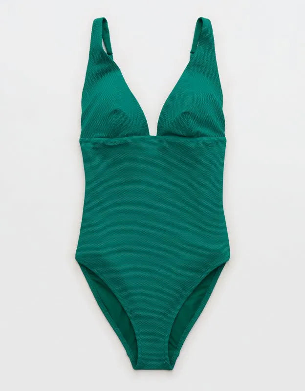 Aerie Pique Full Coverage One Piece Swimsuit