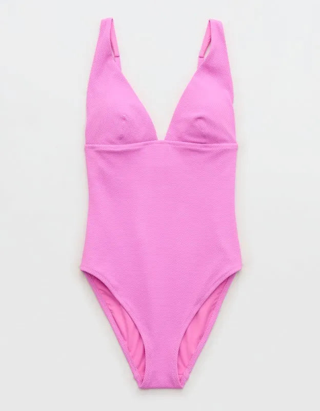 Aerie Pique Full Coverage One Piece Swimsuit