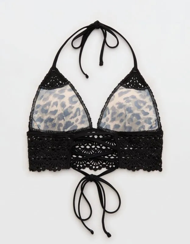 Aerie Longline Crochet Triangle Bikini Top