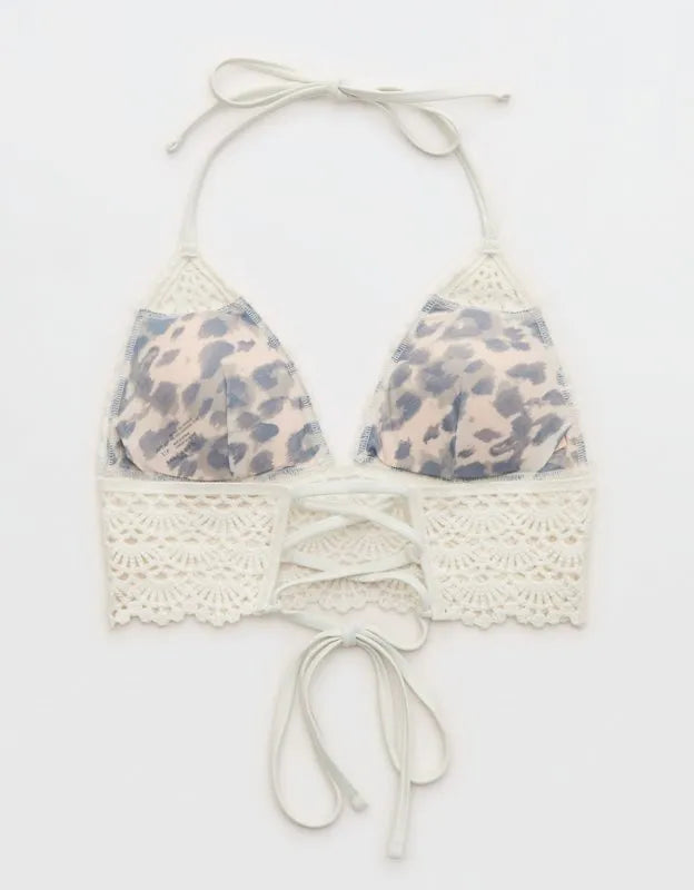 Aerie Longline Crochet Triangle Bikini Top