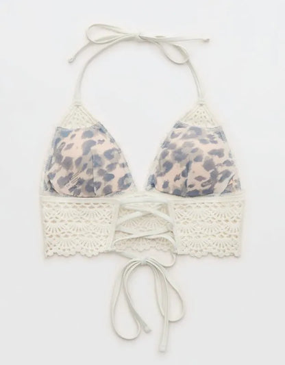 Aerie Longline Crochet Triangle Bikini Top