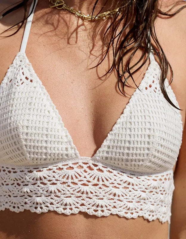 Aerie Longline Crochet Triangle Bikini Top