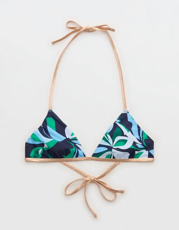 Aerie Reversible Metallic Binding Halter Triangle Bikini Top