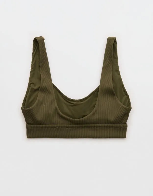 Aerie Banded Wide Strap Scoop Ribbed Bikini Top