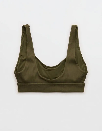 Aerie Banded Wide Strap Scoop Ribbed Bikini Top
