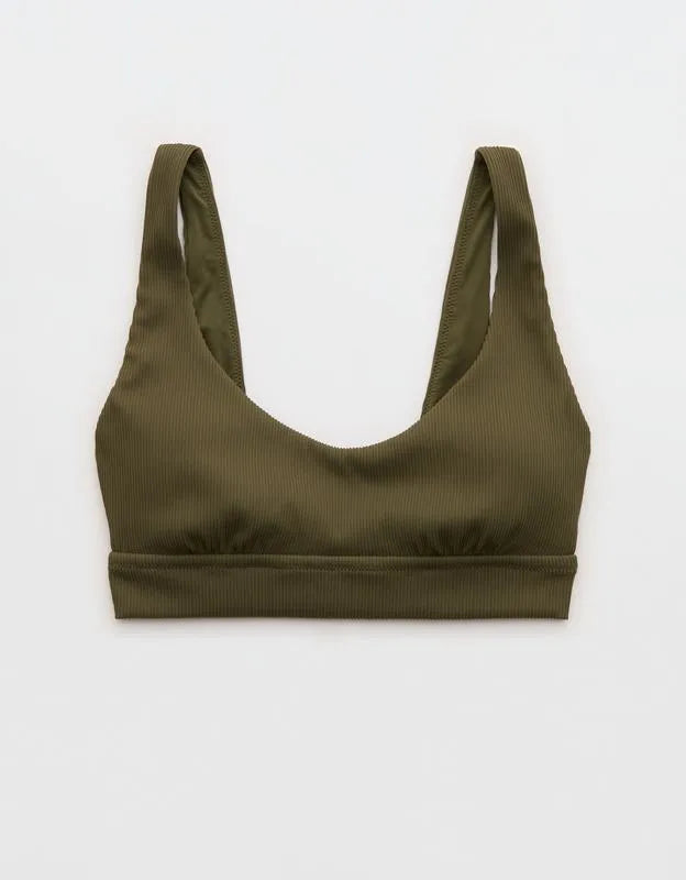 Aerie Banded Wide Strap Scoop Ribbed Bikini Top