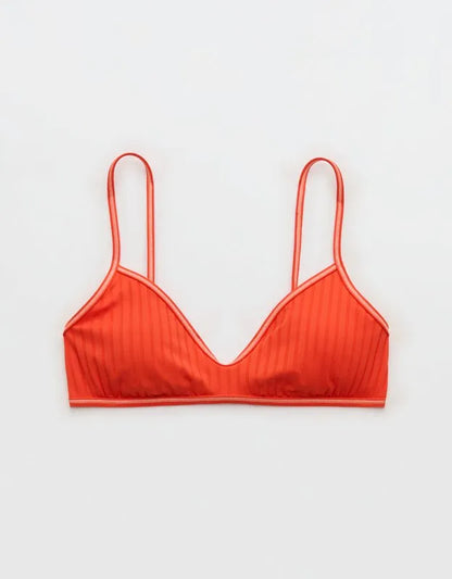 Aerie Skinny Strap Voop Ribbed Bikini Top