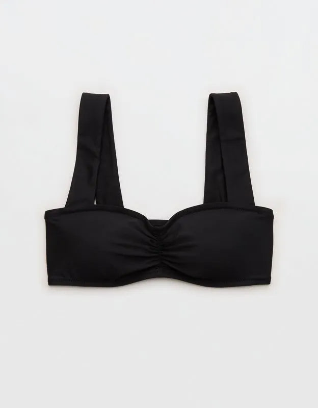 Aerie Ruched Wide Strap Bandeau Bikini Top