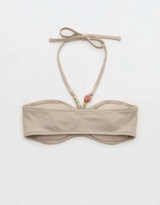 Aerie Pique Ruched Bandeau Bikini Top
