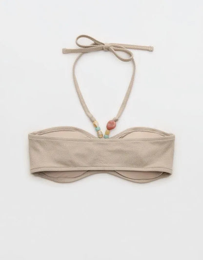 Aerie Pique Ruched Bandeau Bikini Top