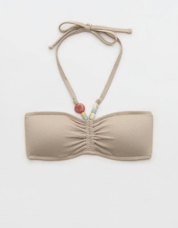 Aerie Pique Ruched Bandeau Bikini Top