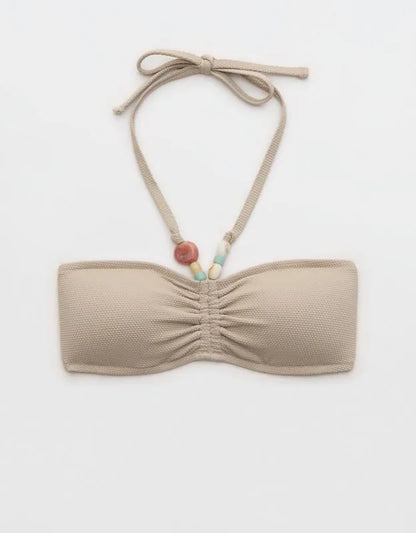Aerie Pique Ruched Bandeau Bikini Top