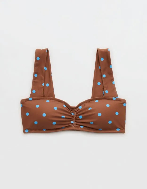 Aerie Ruched Wide Strap Bandeau Bikini Top