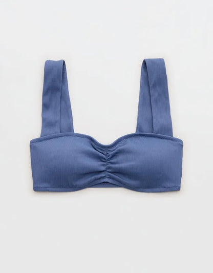 Aerie Ruched Wide Strap Bandeau Bikini Top
