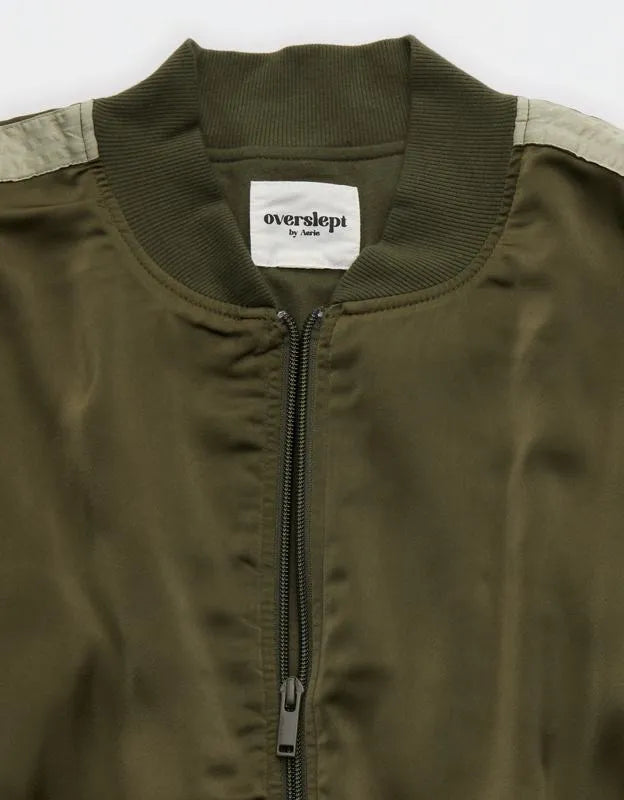 OVERSLEPT by Aerie Liquid Satin Bomber