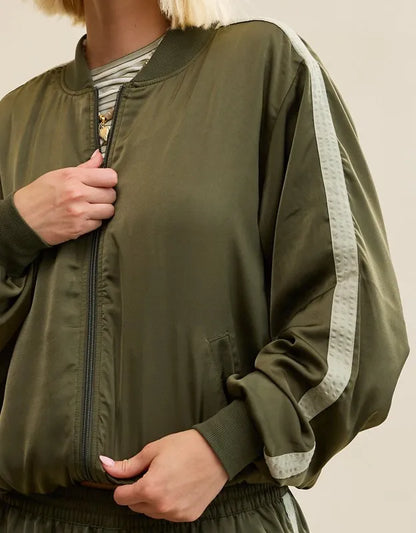 OVERSLEPT by Aerie Liquid Satin Bomber