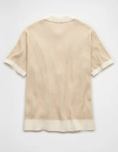 AE Striped Button-Up Sweater Polo