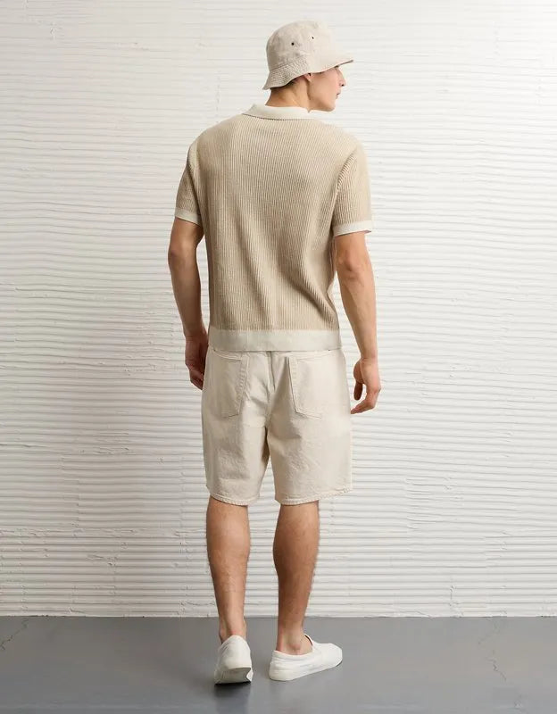 AE Striped Button-Up Sweater Polo