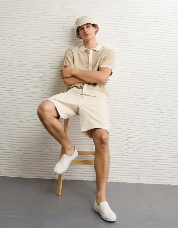 AE Striped Button-Up Sweater Polo