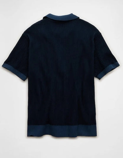 AE Striped Button-Up Sweater Polo