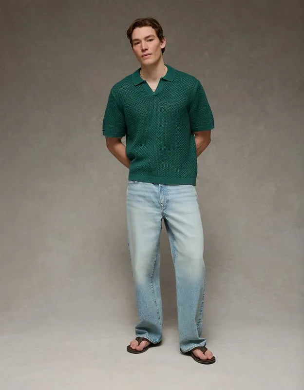 AE Garment-Washed Sweater Polo