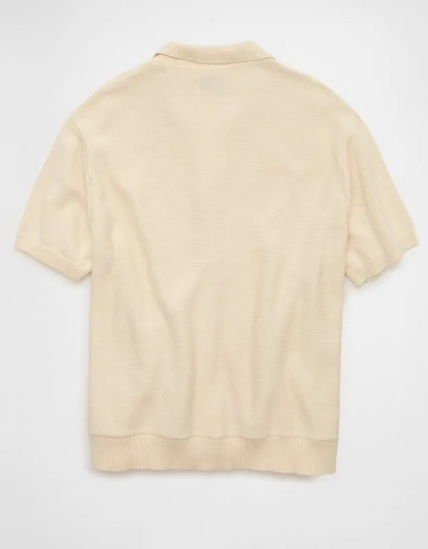 AE Garment-Washed Button-Up Sweater Polo