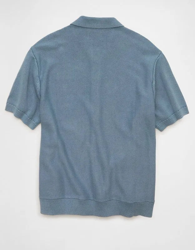 AE Garment-Washed Button-Up Sweater Polo