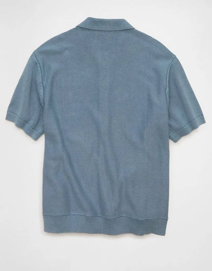AE Garment-Washed Button-Up Sweater Polo