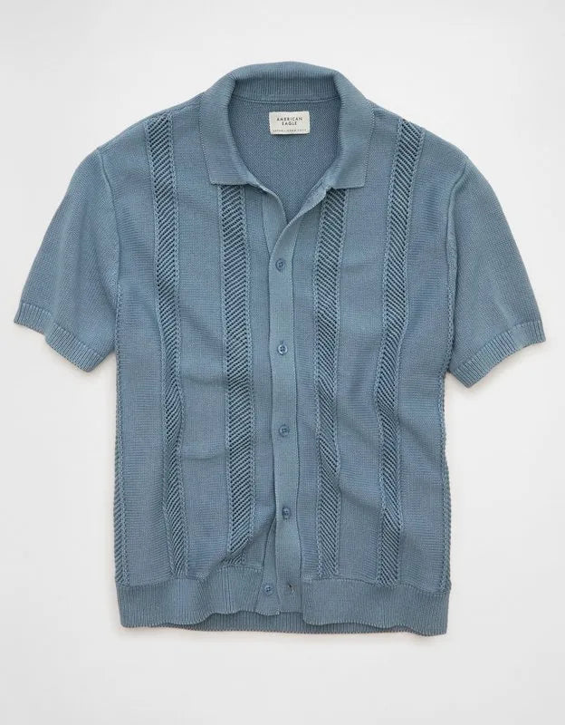 AE Garment-Washed Button-Up Sweater Polo