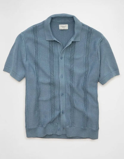 AE Garment-Washed Button-Up Sweater Polo