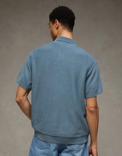 AE Garment-Washed Button-Up Sweater Polo