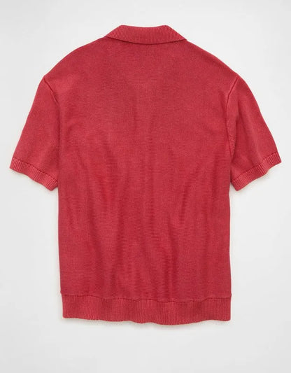 AE Garment-Washed Button-Up Sweater Polo