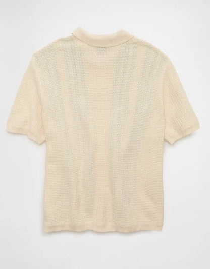 AE Striped Button-Up Sweater Polo