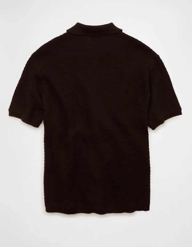 AE Striped Button-Up Sweater Polo