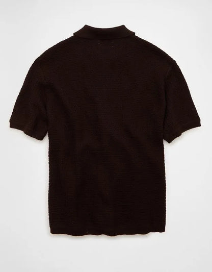 AE Striped Button-Up Sweater Polo