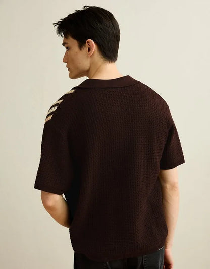 AE Striped Button-Up Sweater Polo