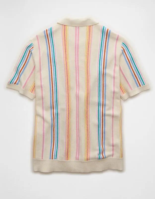 AE Pride Standard Fit Button-Up Sweater Polo