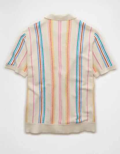 AE Pride Standard Fit Button-Up Sweater Polo