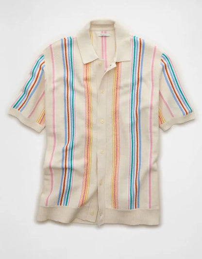 AE Pride Standard Fit Button-Up Sweater Polo
