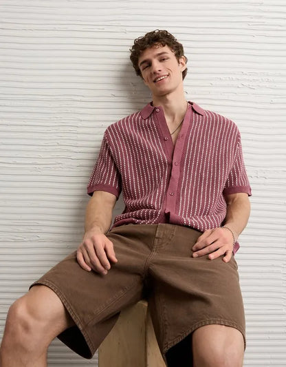 AE Button-Up Sweater Polo Shirt