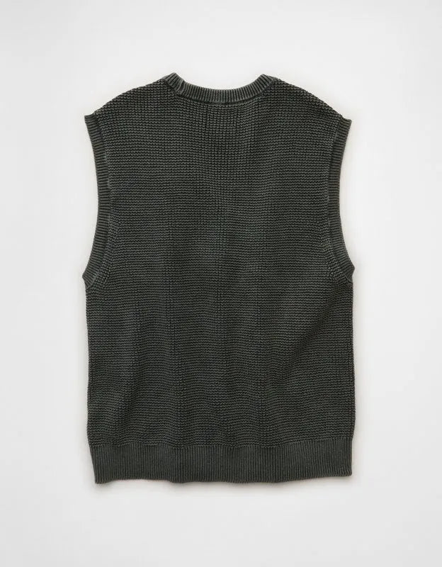 AE Garment-Washed Shaker Stitch Sweater Vest