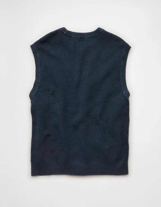AE Garment-Washed Shaker Stitch Sweater Vest