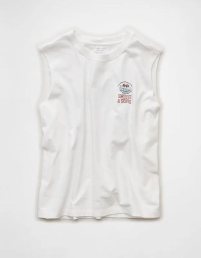 AE Boxy Fit Ice Cream Graphic Muscle Tank
