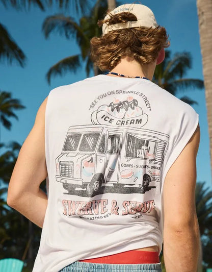 AE Boxy Fit Ice Cream Graphic Muscle Tank