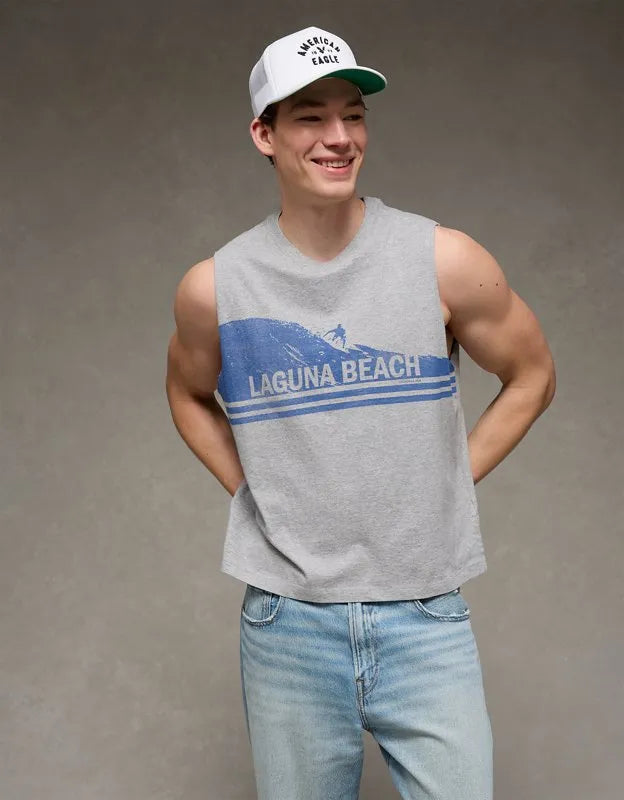 AE Boxy Fit Destination Graphic Tank Top