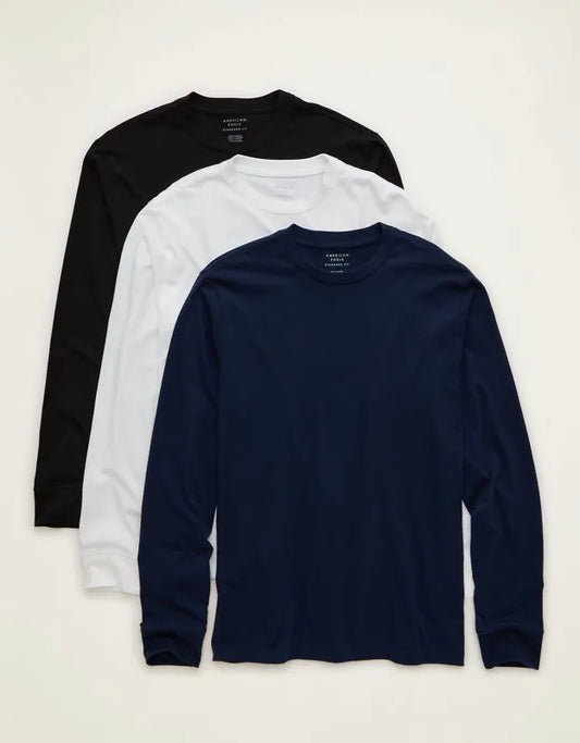 AE Standard Fit Lived-In Long-Sleeve T-Shirt 3-Pack