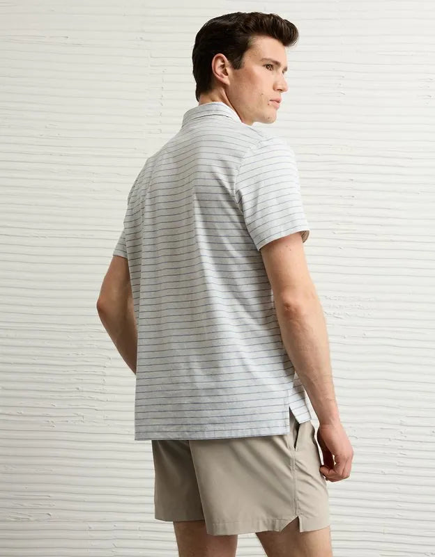 AE 24/7 Club Logo Striped Polo Shirt