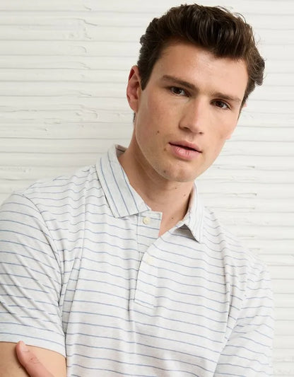 AE 24/7 Club Logo Striped Polo Shirt