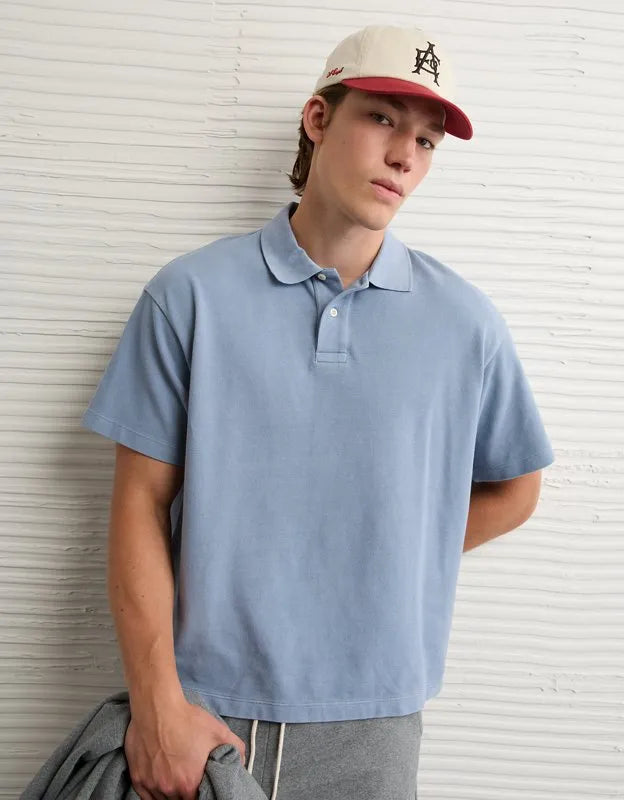 AE Boxy Fit Pique Polo Shirt